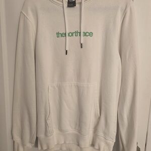 The North Face White Hoodie with Green Logo